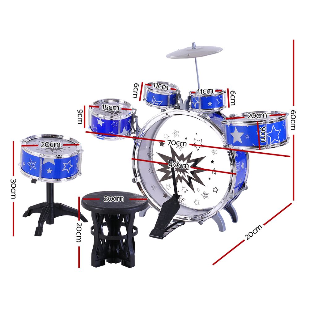 Drum Set Children Junior 11 Piece Drums Kit Musical Play Toys Childrens Mini Big Band