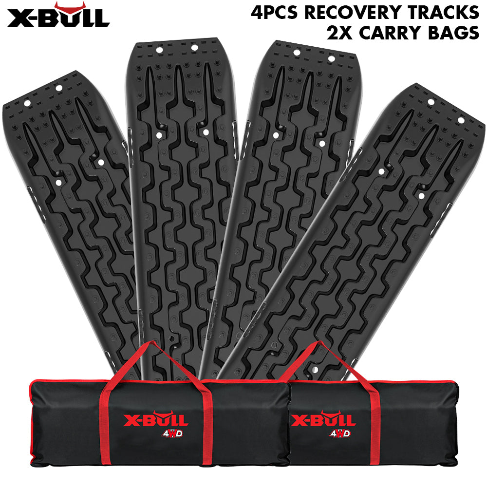 X-BULL Recovery tracks / Sand tracks / Mud tracks / Off Road 4WD 4x4 Car 2 Pairs Gen 3.0 - Black