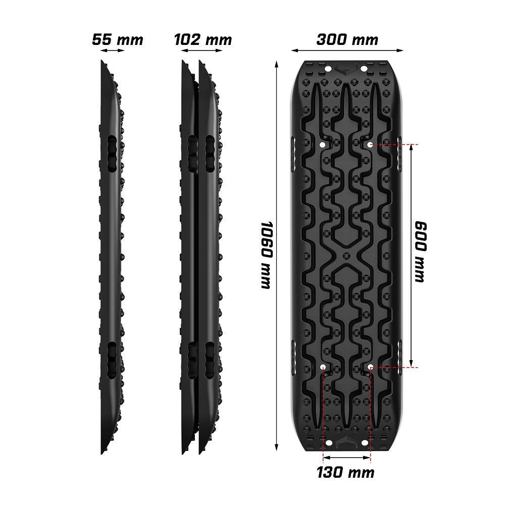 X-BULL Recovery tracks / Sand tracks / Mud tracks / Off Road 4WD 4x4 Car 2 Pairs Gen 3.0 - Black