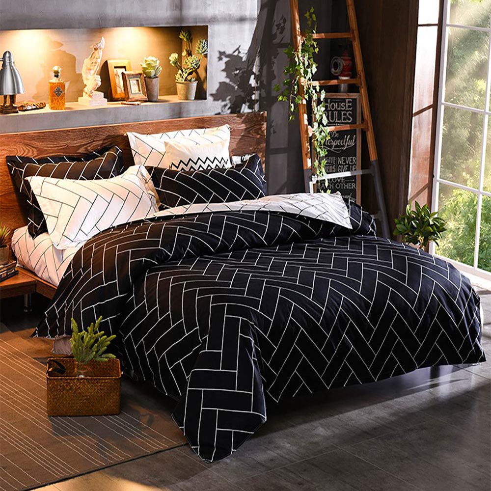 Black&White Queen Size Duvet Quilt Cover Set