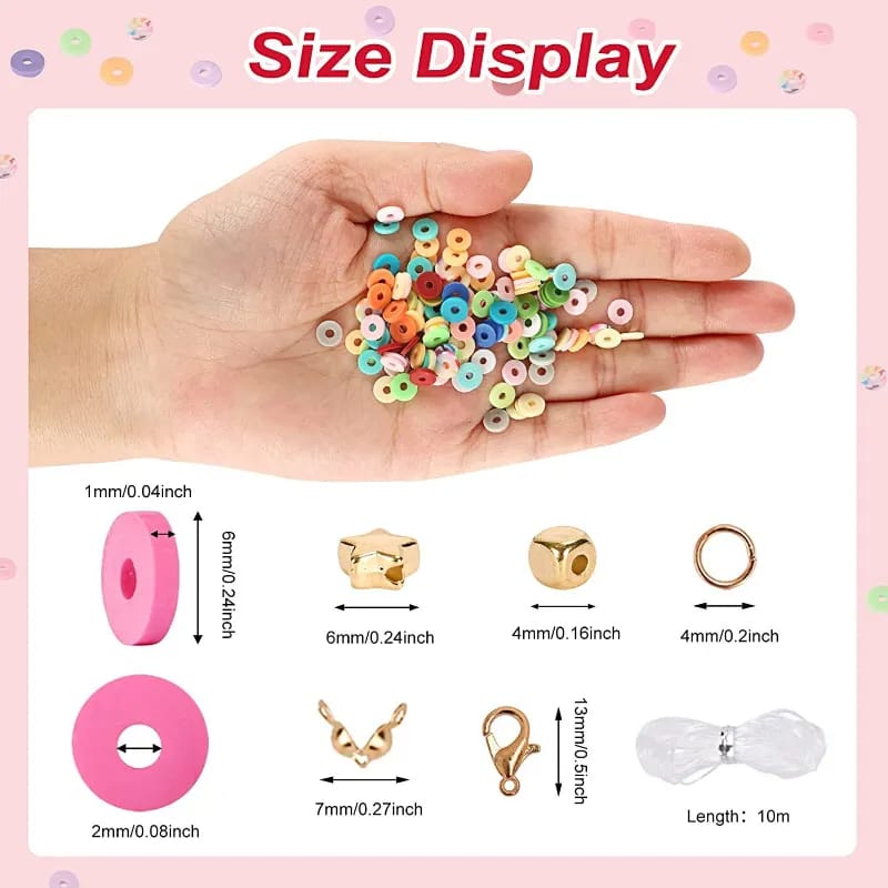 48 Colors Flat Round Clay Beads for Jewelry Making Kit, 4800pcs Clay Beads for Bracelet Making Kit, Craft Gift