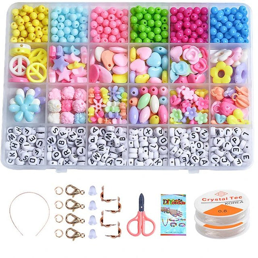 950pcs 24Grid Cute Candy Colors Acrylic Beads with Alphabet Beads For DIY Jewelry Making Kit