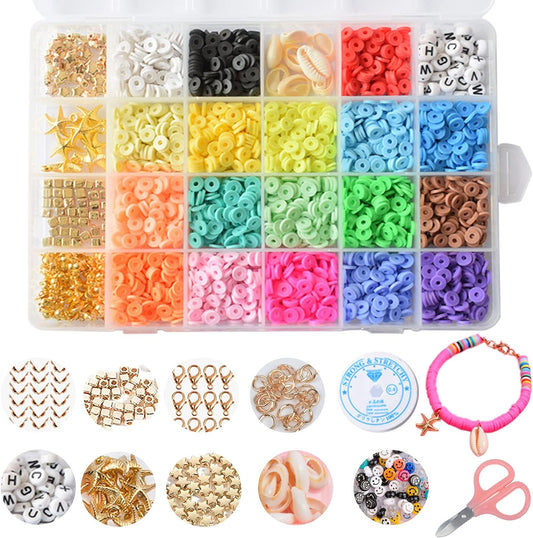 18 Colors 6mm Flat Round Disc Beads 3900pcs Polymer Soft Clay Beads For DIY Jewelry Making