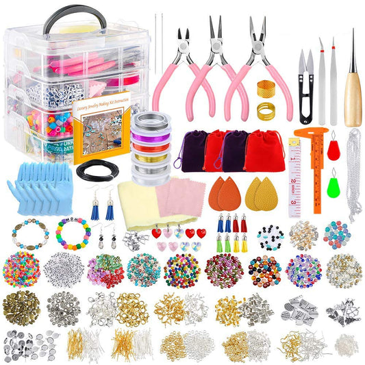 4-layer 2880Pcs Beads Charms Findings Beading Wire Kit For DIY Bracelets Necklace Earrings Deluxe Jewelry Making Supplies Kit