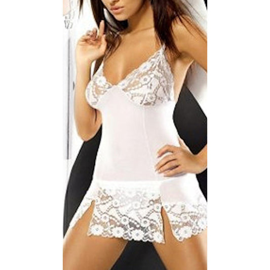 Daisy Lace Sheer Chemise White + G-string
