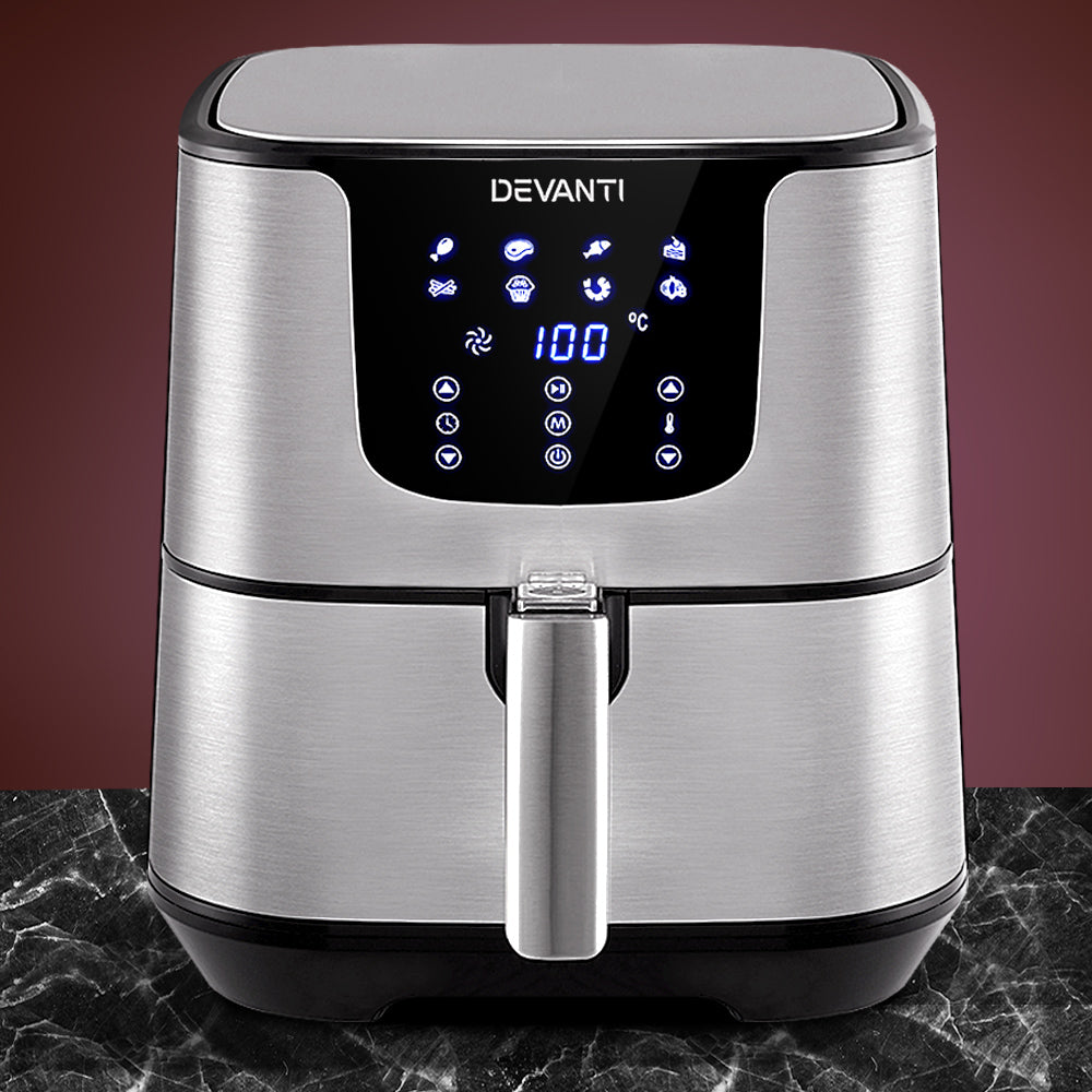 Devanti Air Fryer 7L LCD Fryers Stainless Steel