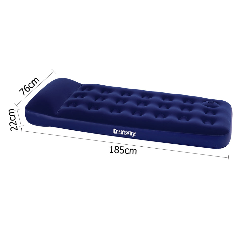 Single Size Inflatable Air Camping Mattress Built in Foot Pump Bestway - Navy