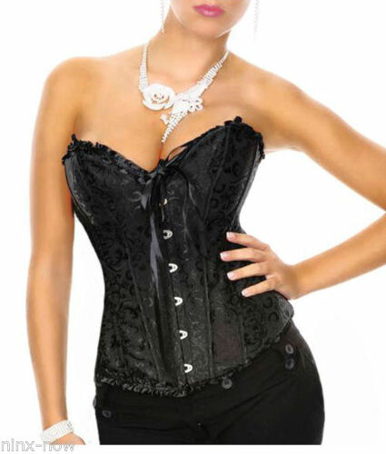 Corset BUSTIER Black Brocade Sizes S to 6XL STUNNING for evening