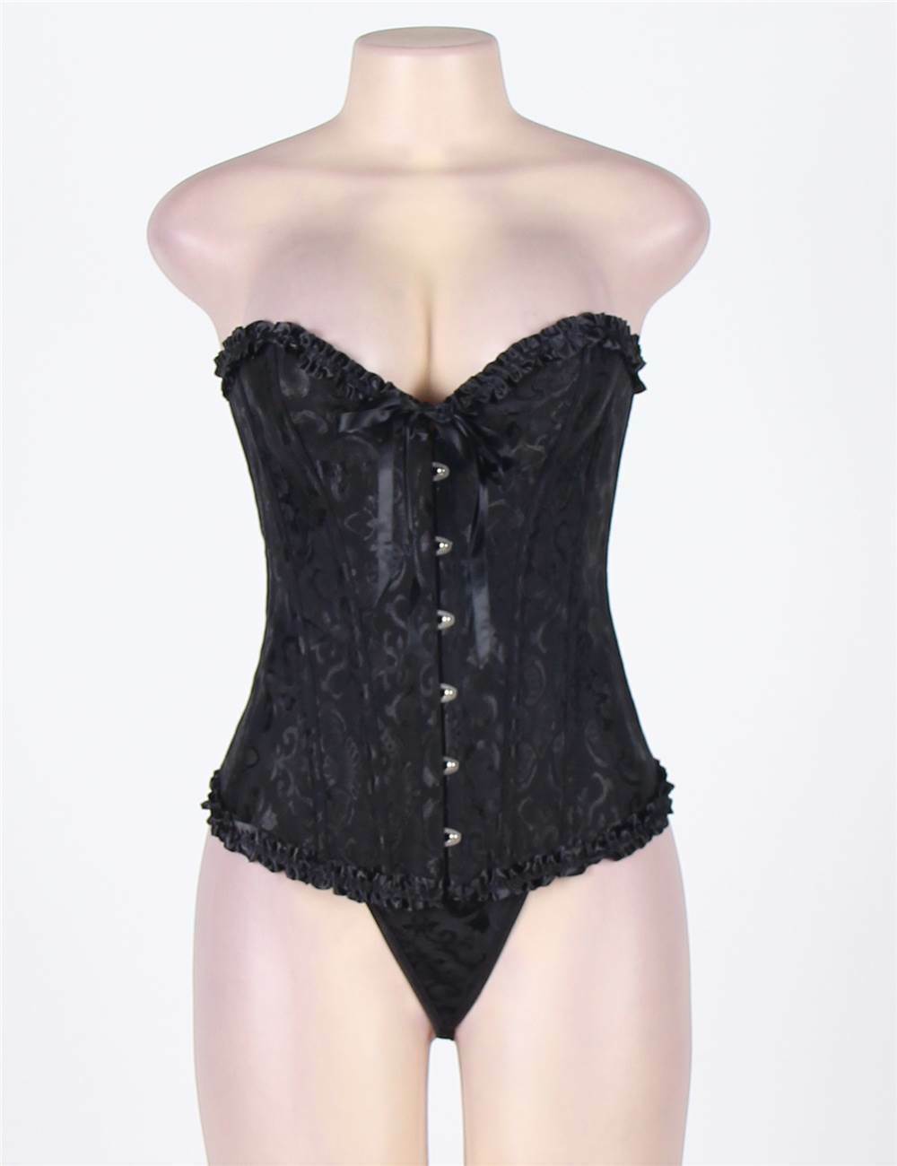 Corset BUSTIER Black Brocade Sizes S to 6XL STUNNING for evening