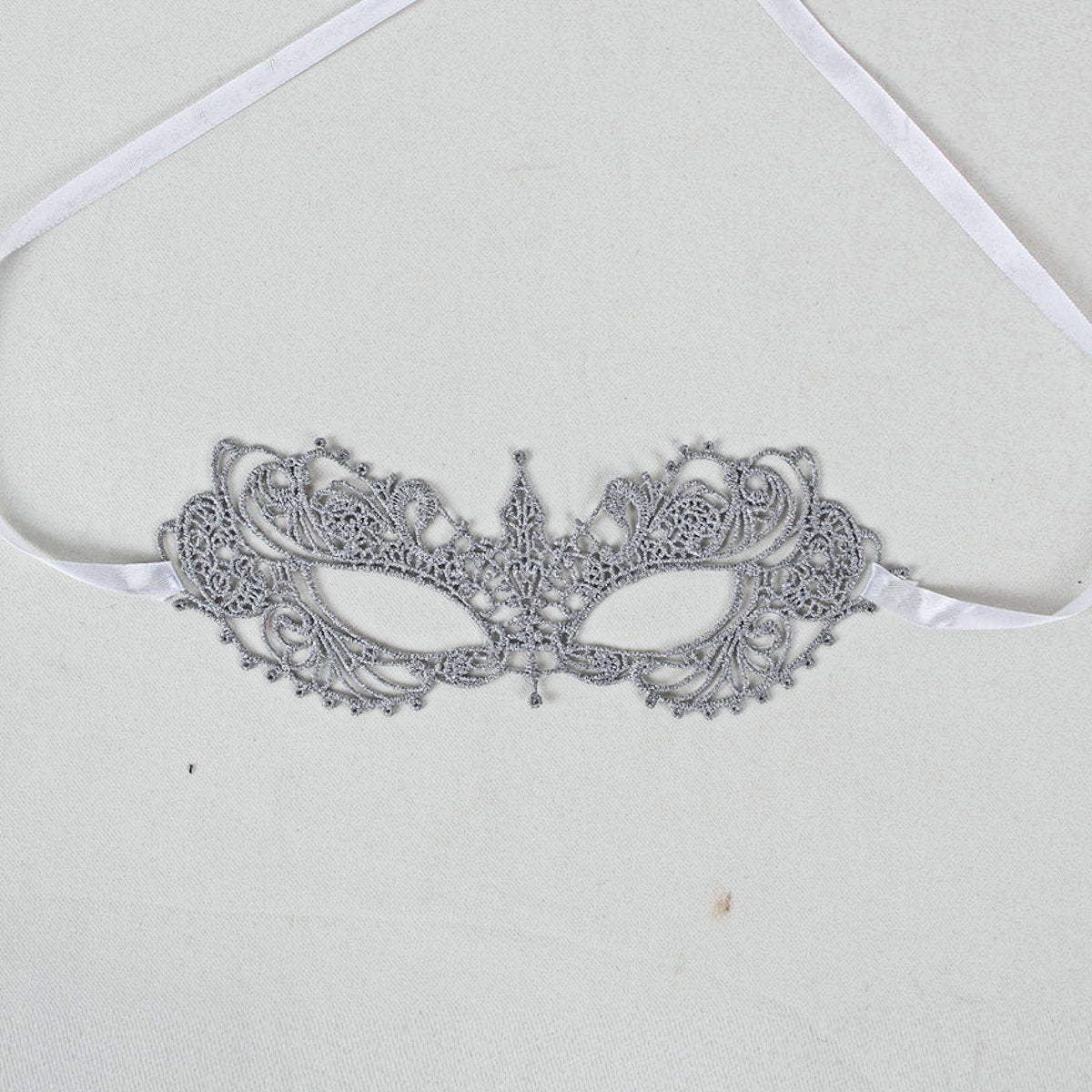 Silver Cotton Lace Venetian Masquerade Eye Mask