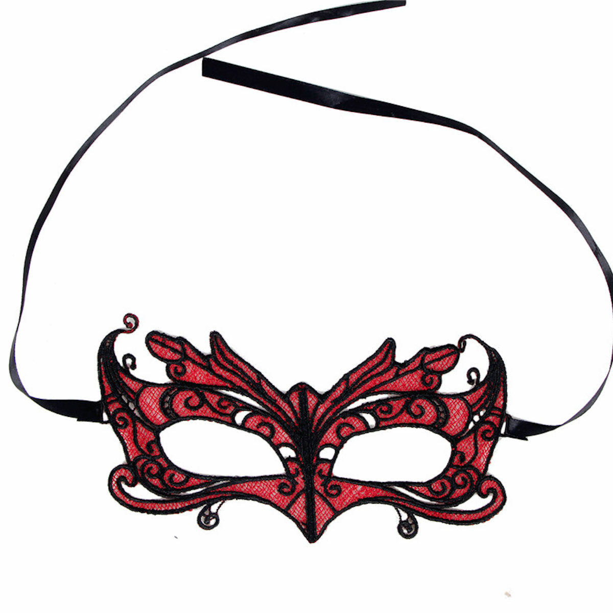 Red & Black Cotton Lace Venetian Masquerade Eye Mask