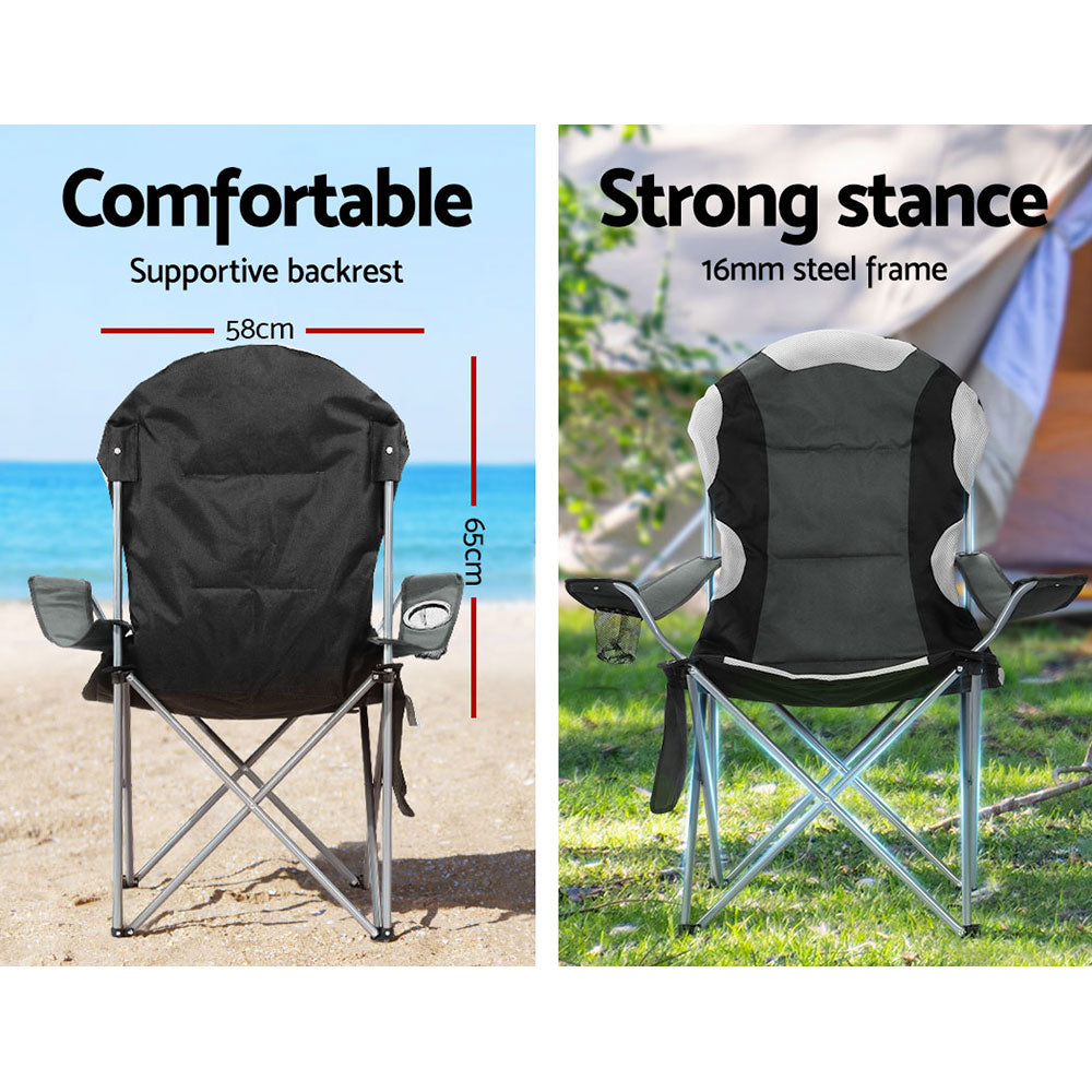 Weisshorn Camping Folding Chair Portable Outdoor Hiking Fishing Picnic Grey 2pcs