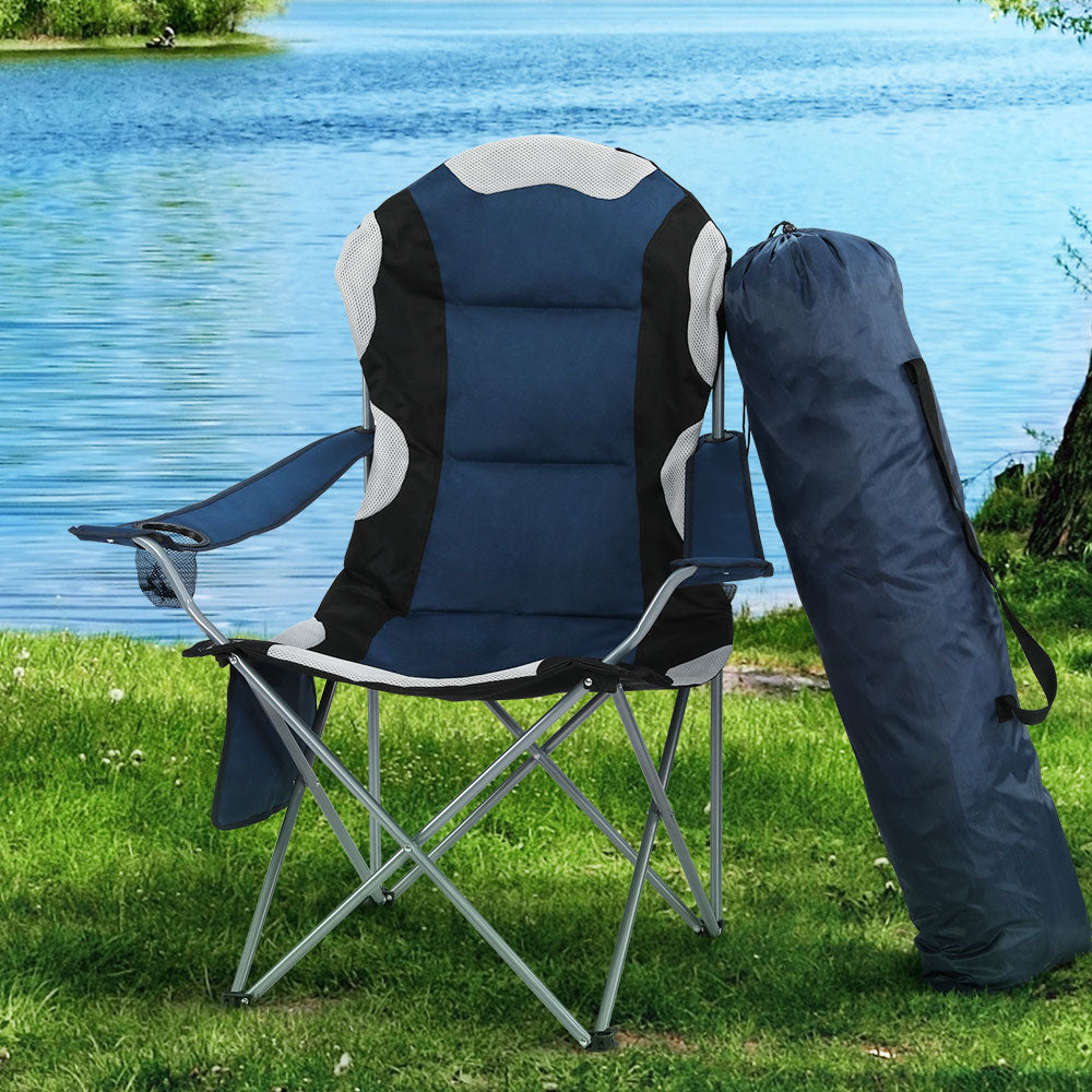 Weisshorn Camping Folding Chair Portable Outdoor Hiking Fishing Picnic Navy 2pcs