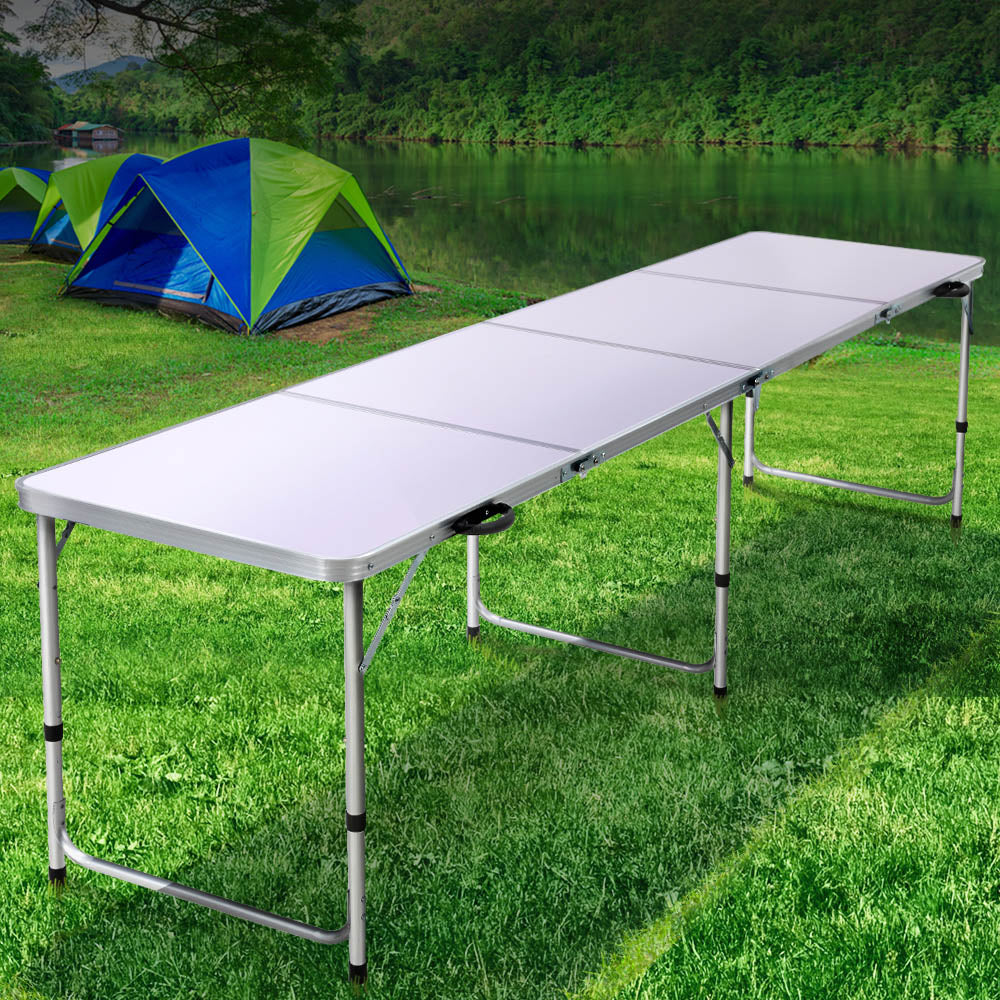 Weisshorn Folding Camping Table 240CM Portable Outdoor Picnic BBQ Aluminium Desk