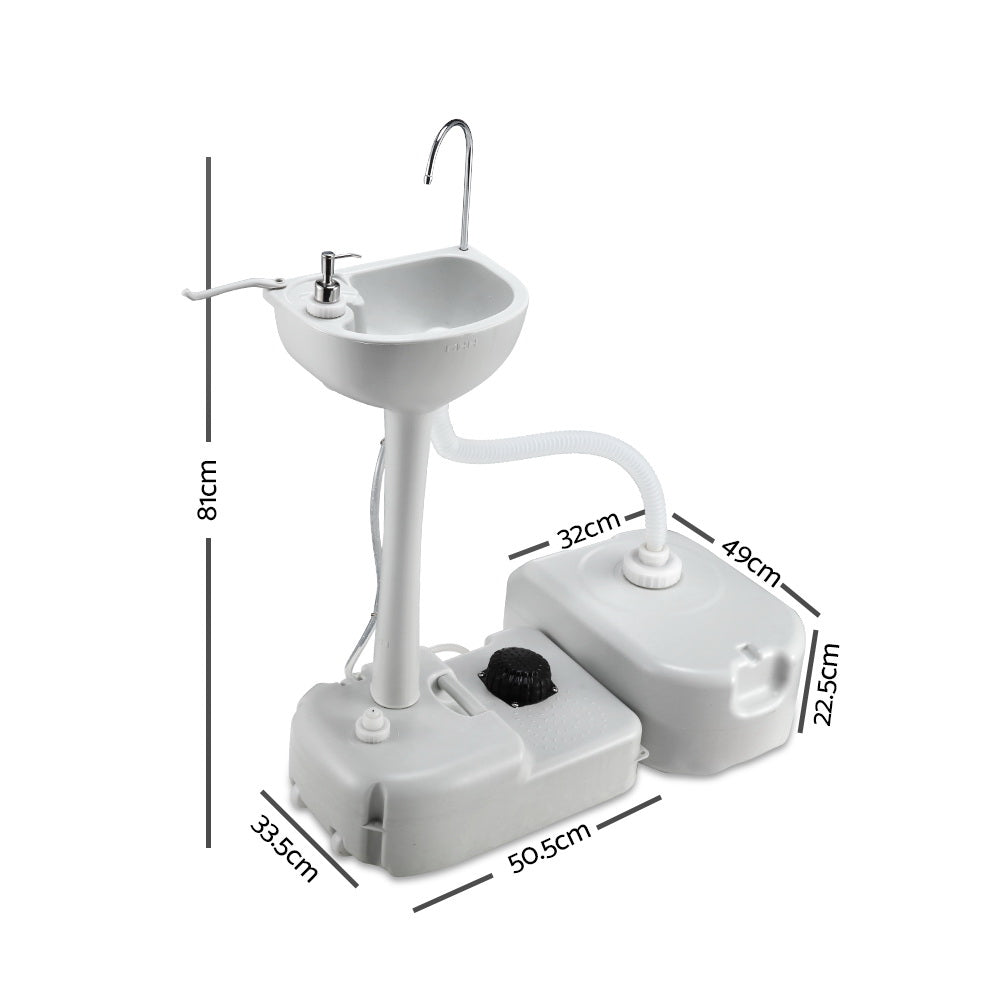 Weisshorn Camping Basin Portable Hand Wash Sink Stand 43L Capacity