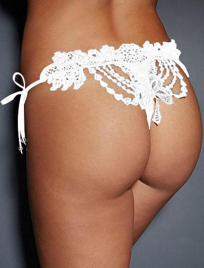 Venice Lace Thong White G-string with Lace-up sides Women's Lingerie