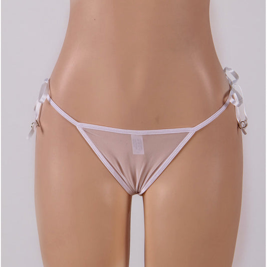 Plus Size Venice Lace Thong White G-string with Lace-up sides Women's Lingerie
