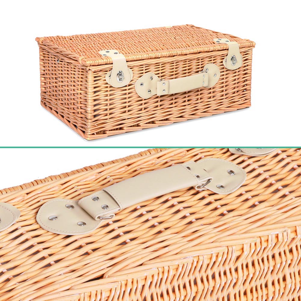 Alfresco 4 Person Picnic Basket Set Insulated Blanket