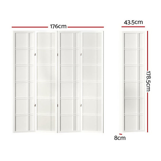 Artiss Room Divider Screen Privacy Wood Dividers Stand 4 Panel Nova White