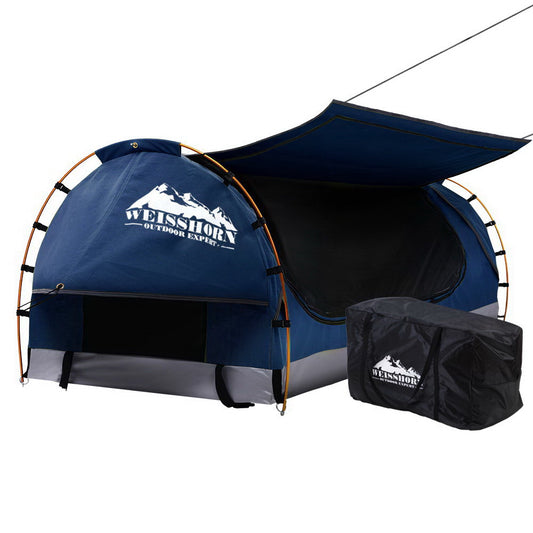 Weisshorn King Single Swag Camping Swags Canvas Free Standing Dome Tent Blue