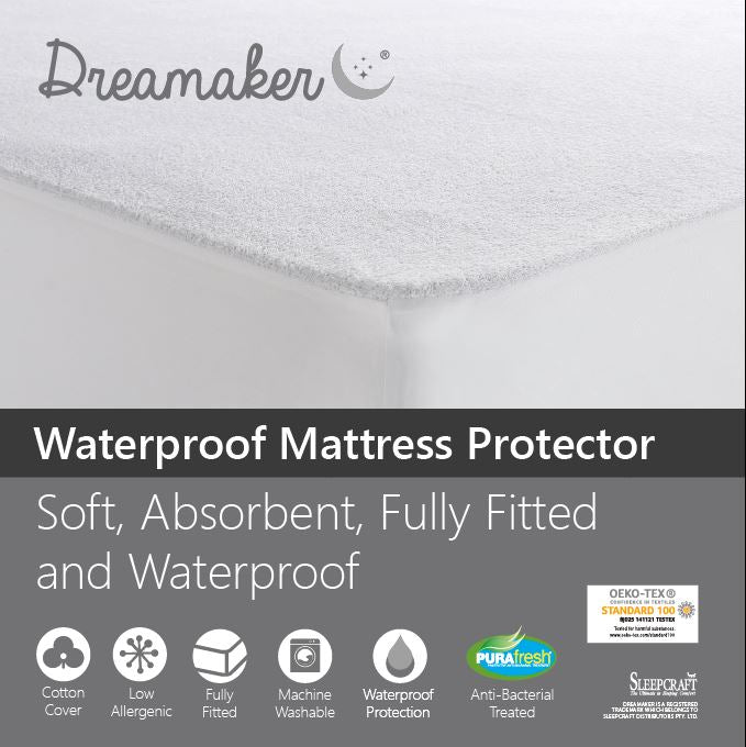 Dreamaker Waterproof Fitted Mattress Protector Double Bed