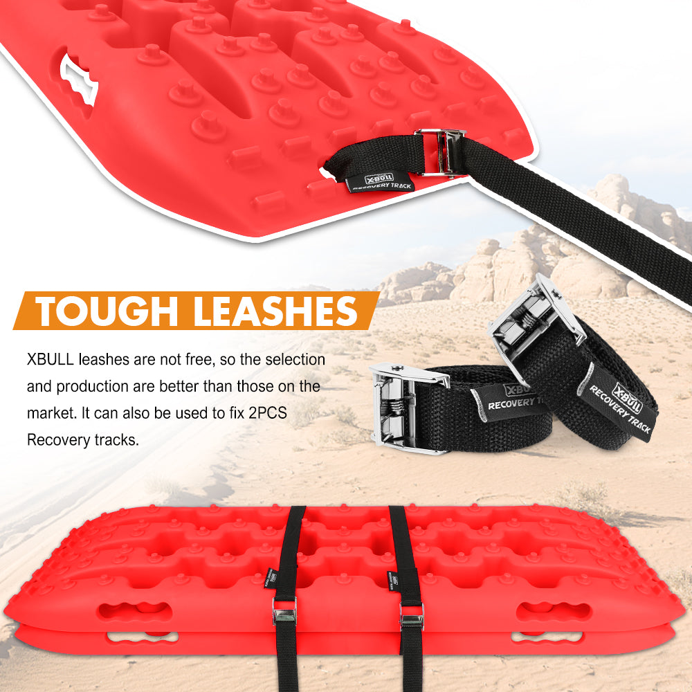 X-BULL 2 Pairs Recovery tracks Sand Mud Snow 4WD / 4x4 ATV Offroad Stronger Gen 3.0 - Red