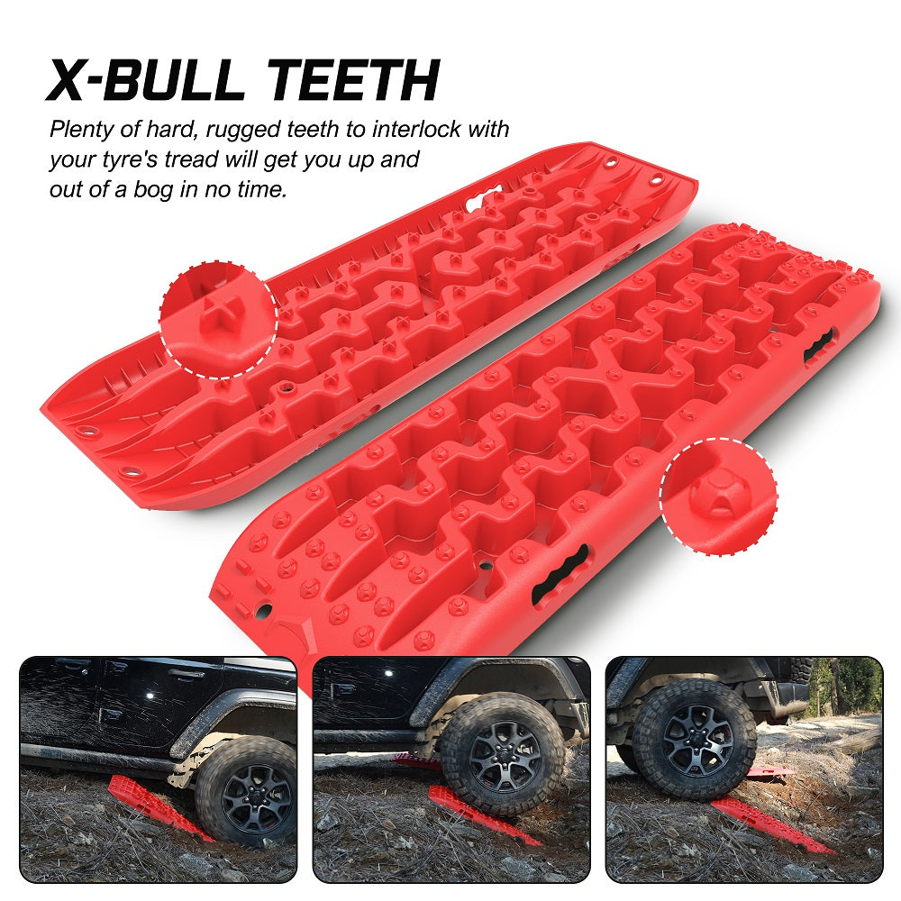 X-BULL Recovery tracks Sand tracks 2pcs 10T Sand / Snow / Mud 4WD Gen 3.0 - Red