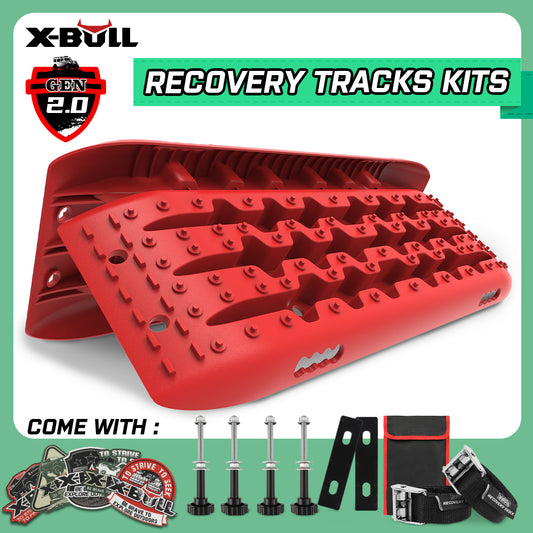 X-BULL Recovery tracks Sand Trucks Offroad With 4PCS Mounting Pins 4WD Gen 2.0- red