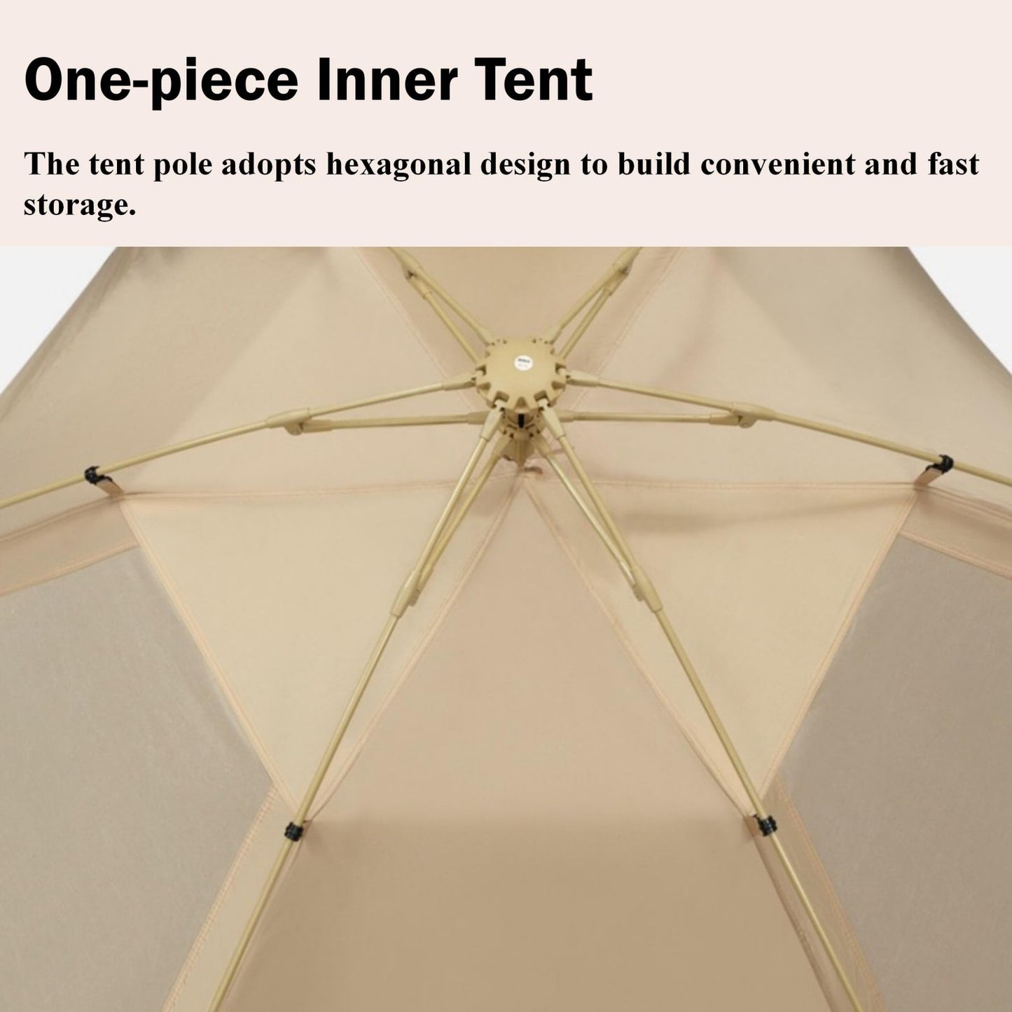 Large Space Luxury Frog Hexagonal Tent 5-8 Person Double Layer - Khaki