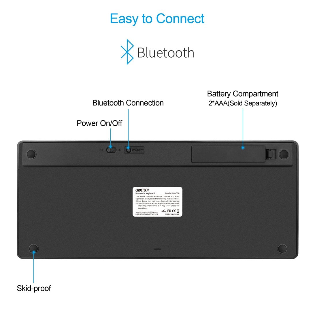 CHOETECH BH-006 Ultra Slim Wireless Bluetooth Keyboard