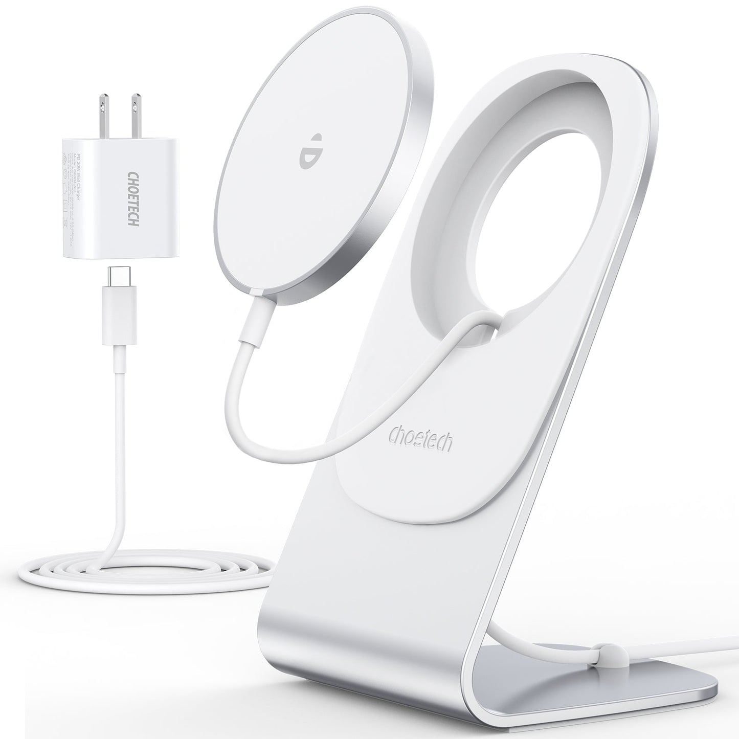 CHOETECH MIX00117SL Magasafe Fast Wireless Charger Stand Holder With PD20w Apadater For iPhone 13/iPhone 12 (H047+T517)