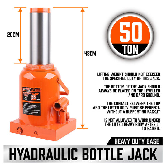 HEAVY DUTY 50 Ton Hydraulic Bottle Jack Metal Lift STEEL CAR VAN Color Random