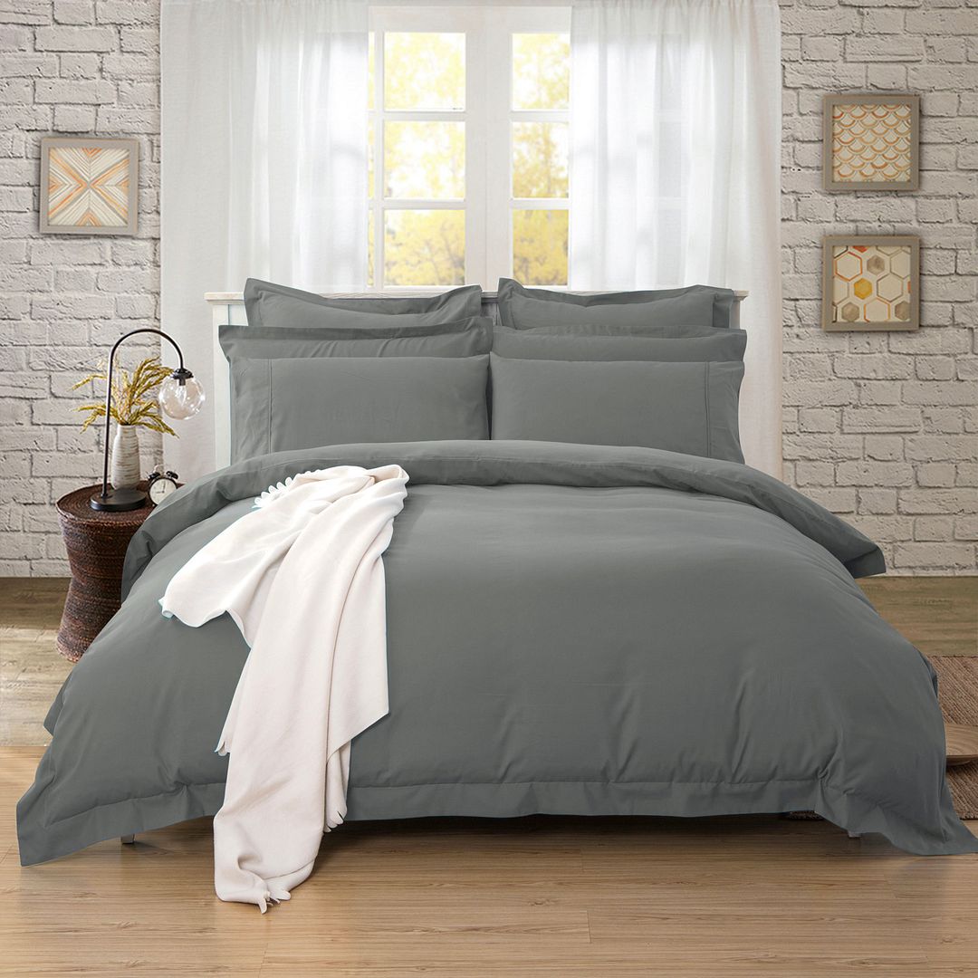 1000TC Tailored Double Size Quilt/Duvet Cover Set - Charcoal