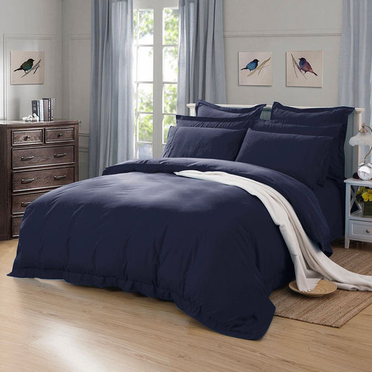 1000TC Tailored Double Size Quilt/Doona/Duvet Cover Set - Midnight Blue