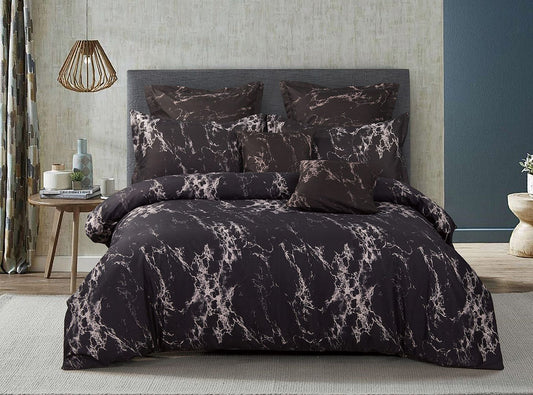 Black Marble Double Size Duvet Quilt Cover Set