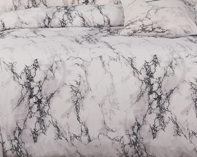 White Marble King Size Duvet Quilt Cover Set