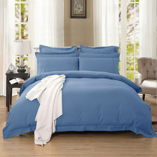 1000TC Tailored Queen Size Quilt/Duvet Cover Set - Greyish Blue