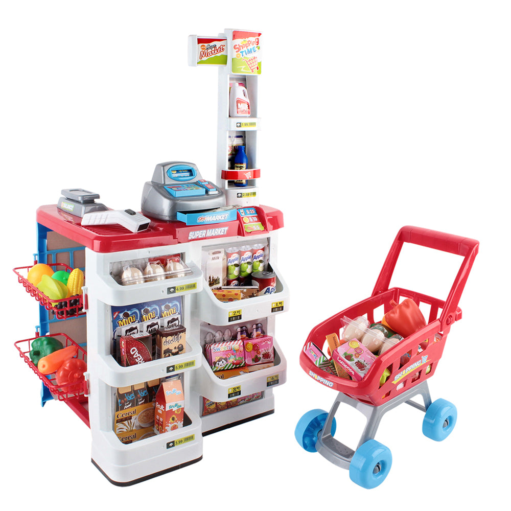 24 Piece Kids Pretend Play Super Market Toy Set - Red & White