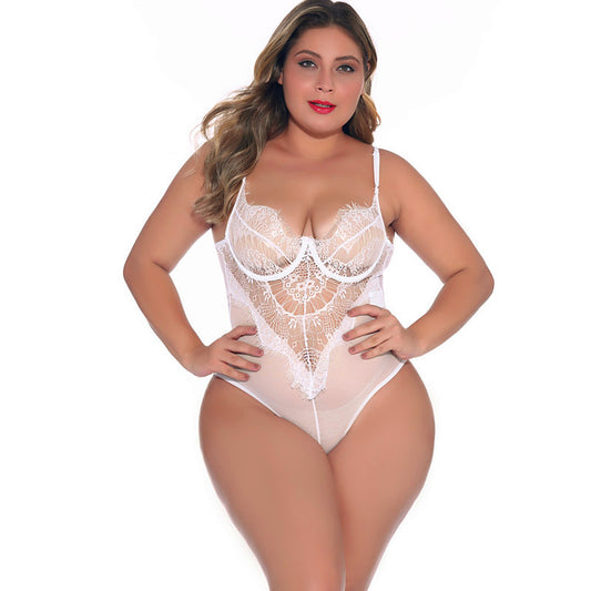 Women's Regular & Plus Size Lace Lingerie / Teddy / Bodysuit in White or Black S M L XL XXL